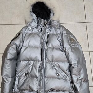Moose Knuckles Silver Puffer Jacket with Real Fur ***Rare***
